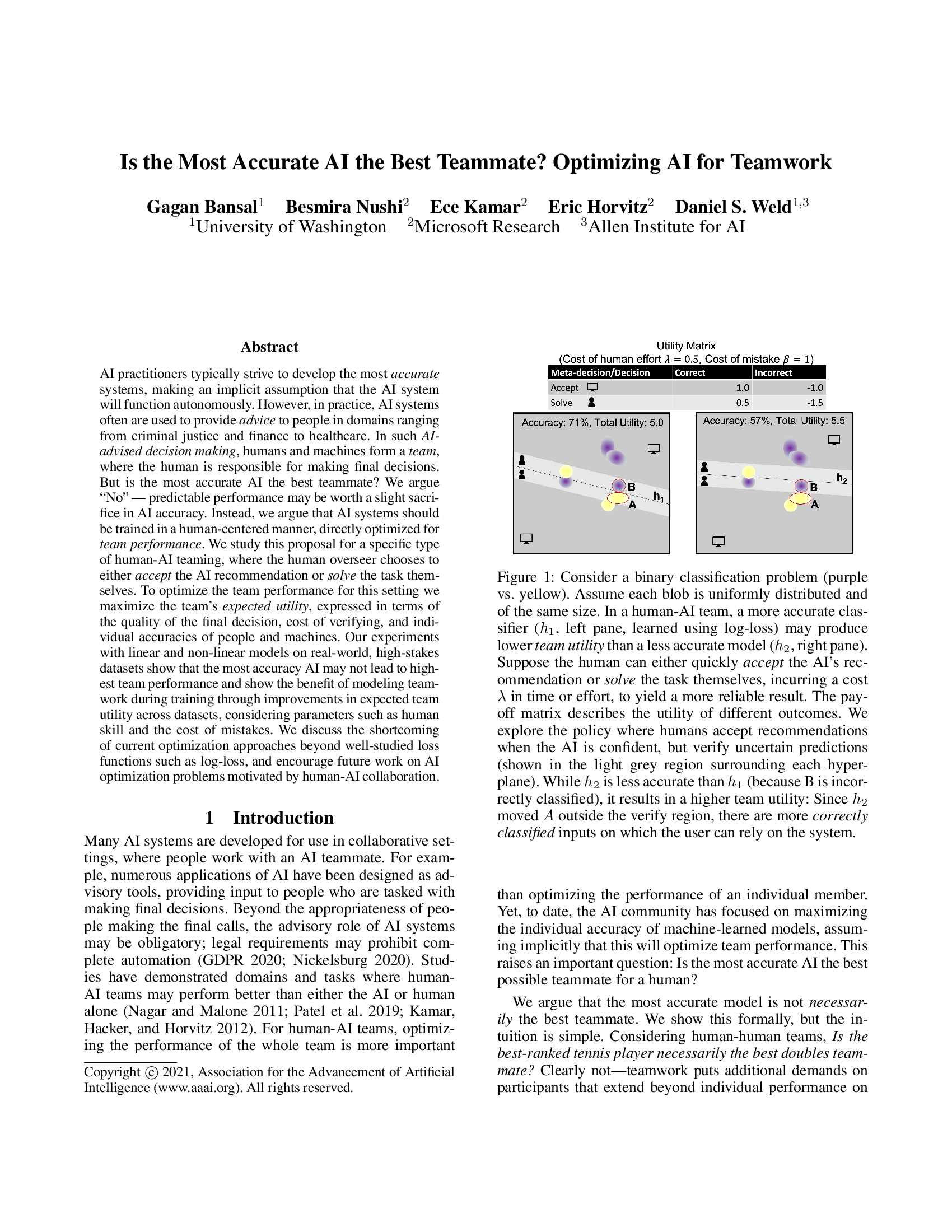 Is the Most Accurate AI the Best Teammate? Optimizing AI for Teamwork