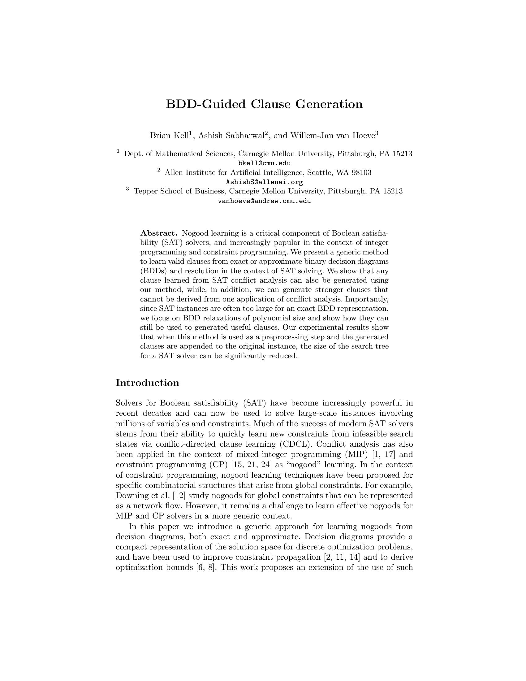 BDD-Guided Clause Generation