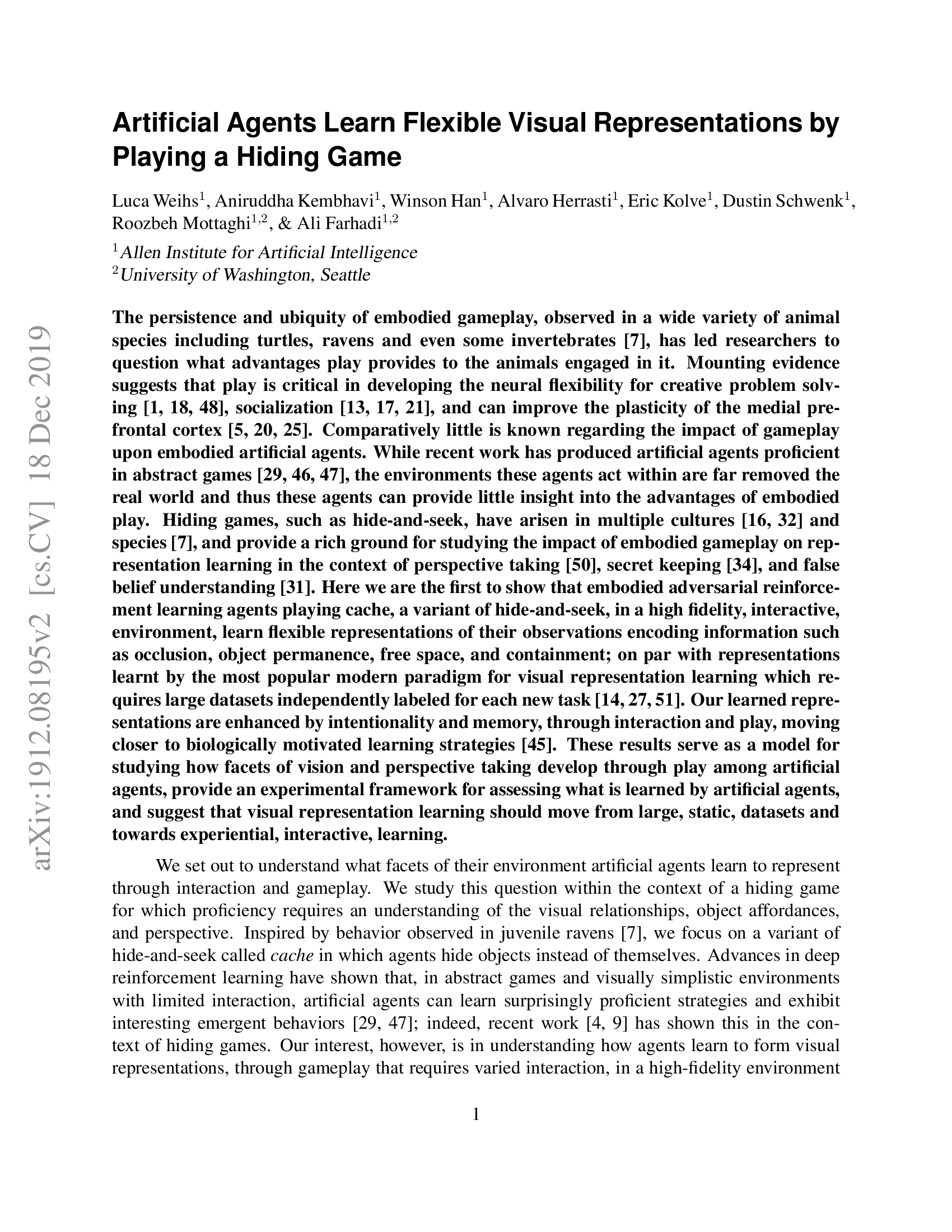 Learning Generalizable Visual Representations via Interactive Gameplay