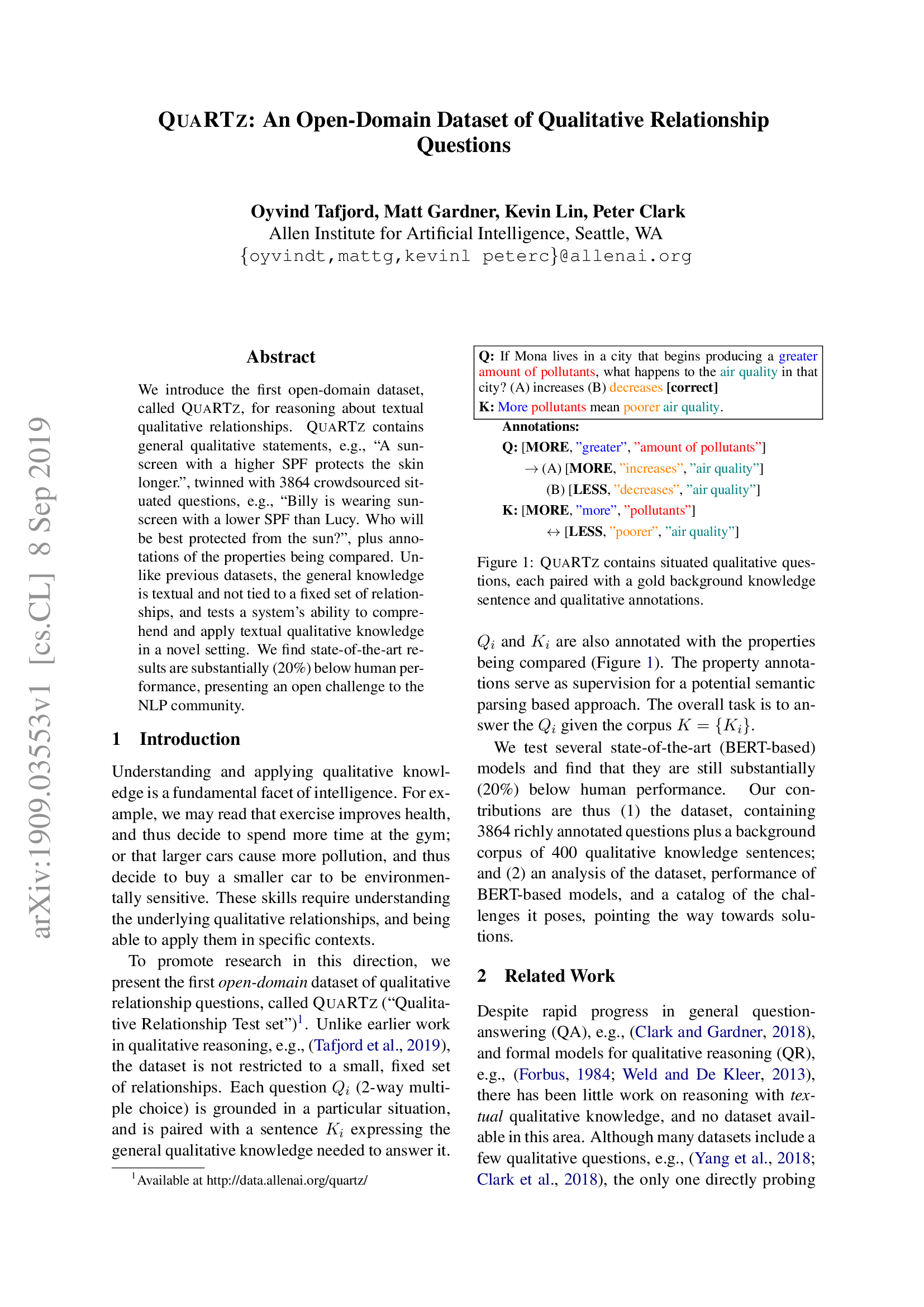 QuaRTz: An Open-Domain Dataset of Qualitative Relationship Questions