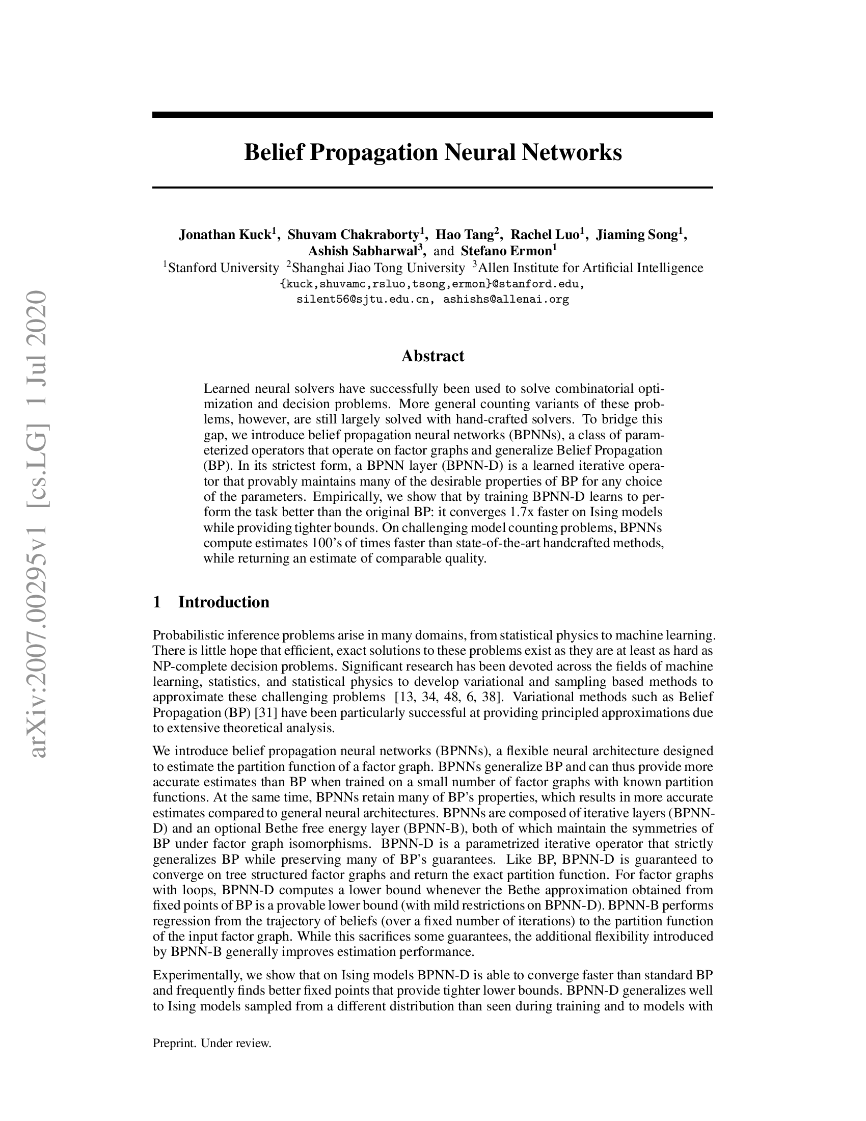 Belief Propagation Neural Networks